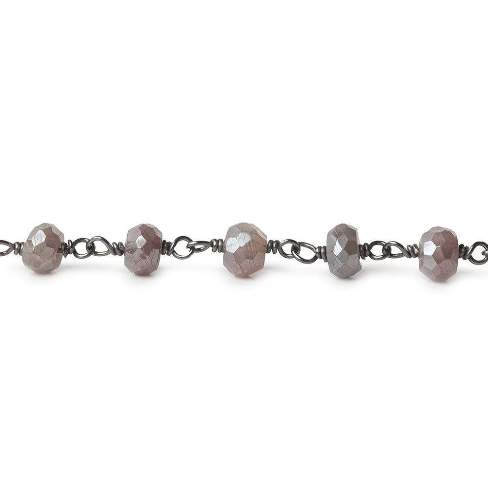 4.5-5mm Mystic Multi Moonstone faceted rondelle Black Gold .925 Silver Chain (ONLINE ORDER ONLY)