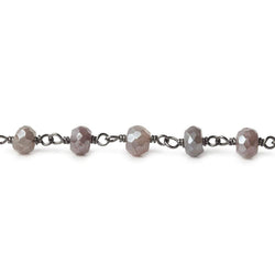 4.5-5mm Mystic Multi Moonstone faceted rondelle Black Gold .925 Silver Chain (ONLINE ORDER ONLY)