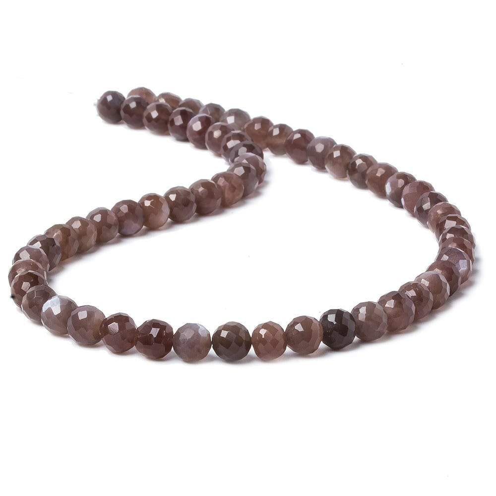 4.5-6.5mm Chocolate Brown Moonstone faceted round beads 13 inch 57 pieces (ONLINE ORDER ONLY)