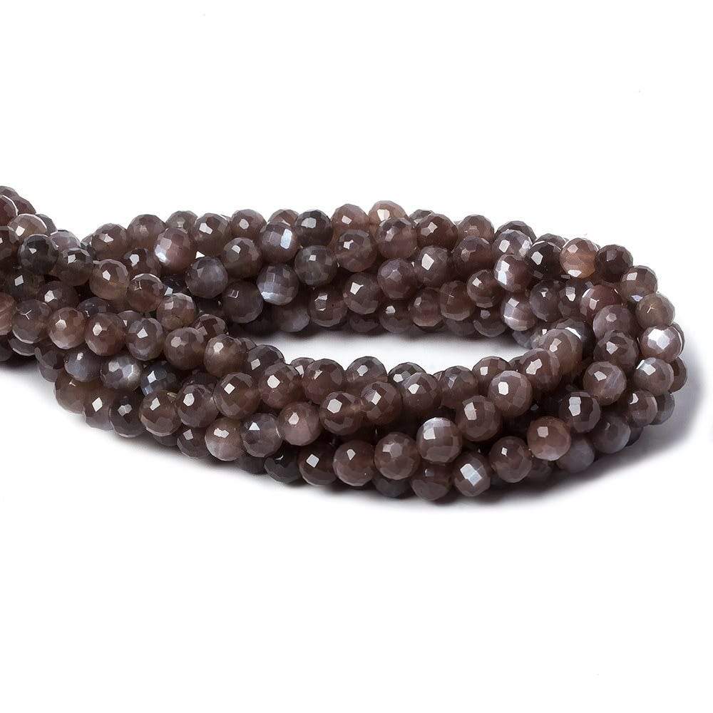 4.5-6.5mm Chocolate Brown Moonstone faceted round beads 13 inch 57 pieces (ONLINE ORDER ONLY)