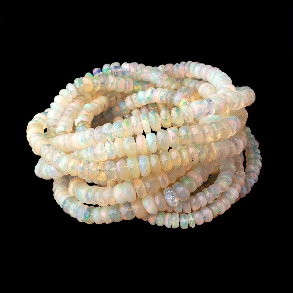 4.5-6.5mm Ethiopian Opal Faceted Rondelles 18 inch 169 Beads AAA (ONLINE ORDER ONLY)
