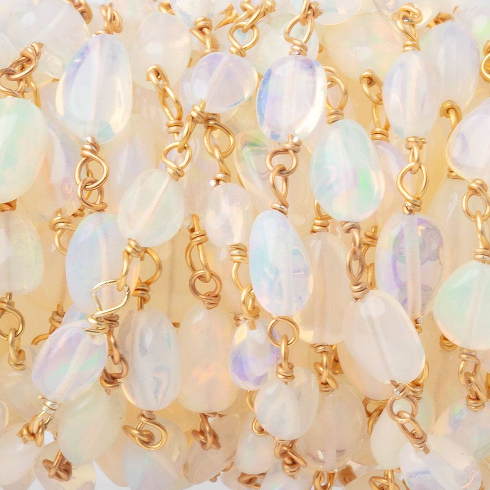 4.5-6.5mm Ethiopian Opal Plain Nuggets on Vermeil Chain (ONLINE ORDER ONLY)