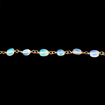 4.5-6.5mm Ethiopian Opal Plain Nuggets on Vermeil Chain (ONLINE ORDER ONLY)