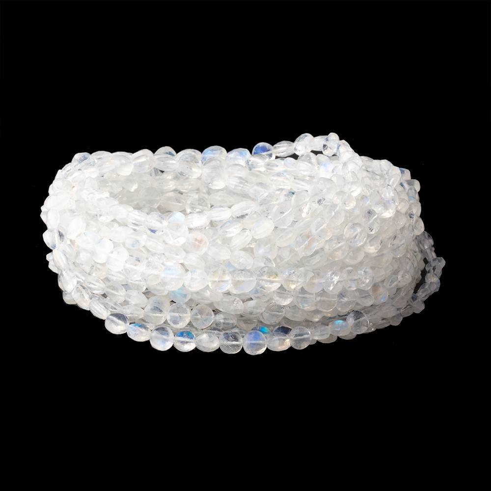 4.5-6.5mm Rainbow Moonstone Faceted Coin Beads 16 inch 76 pieces AAA (ONLINE ORDER ONLY)