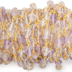 4.5-6mm Ametrine Faceted Tear Drop Beads on Vermeil Chain (ONLINE ORDER ONLY)