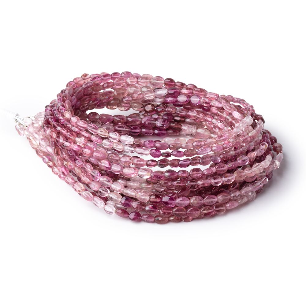 4.5-6mm Shaded Pink Tourmaline Plain Oval Beads 16 inch 81 pieces AA (ONLINE ORDER ONLY)