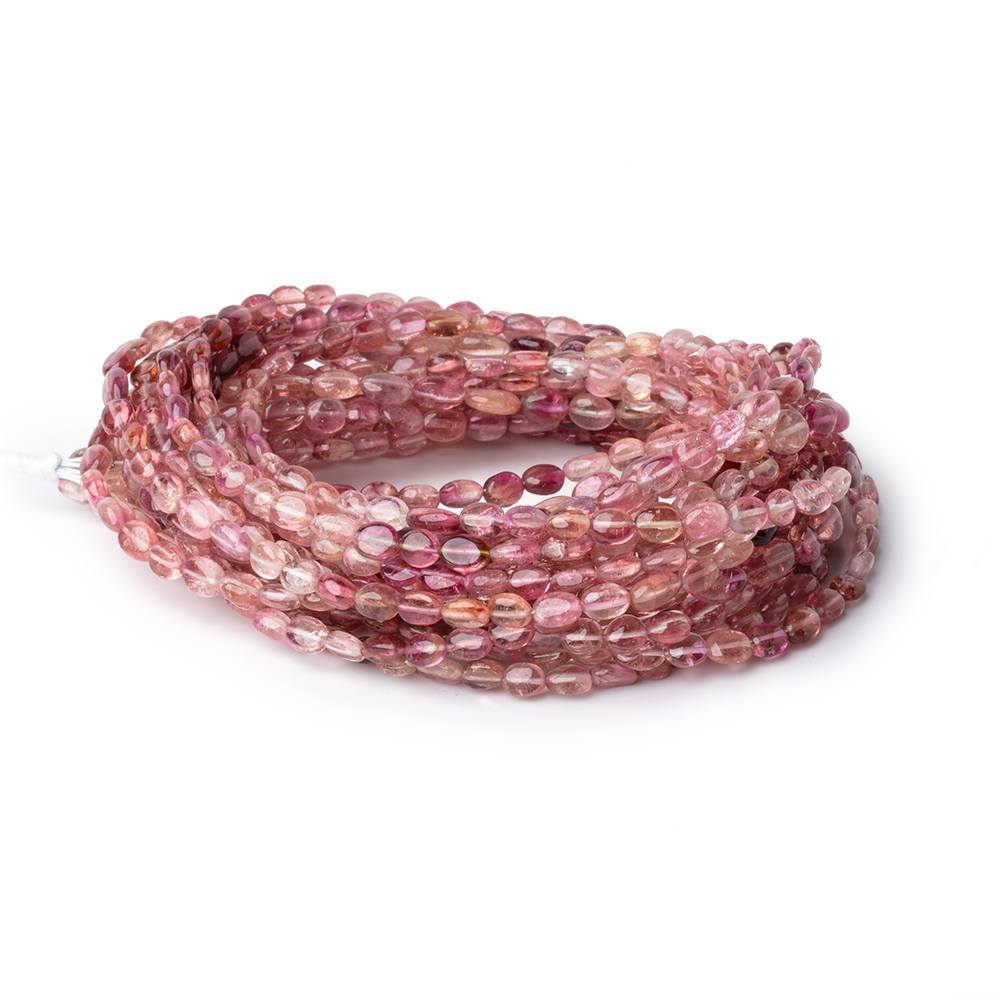 4.5-6mm Shaded Pink Tourmaline Plain Ovals 16 inch 81 Beads AA (ONLINE ORDER ONLY)