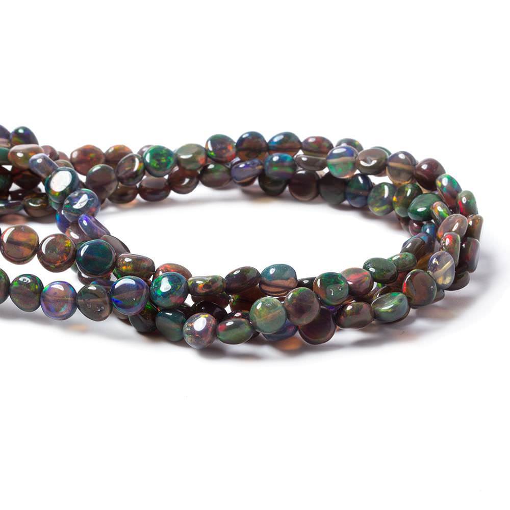 4.5-7mm Blue Ethiopian Opal Plain Coin Beads 18 inch 85 pieces AA (ONLINE ORDER ONLY)