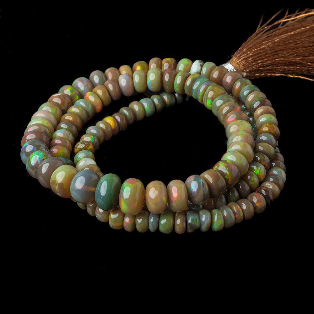 4.5-8.5mm Olive Green Ethiopian Opal Plain Rondelle beads 18 inch 138 pieces (ONLINE ORDER ONLY)