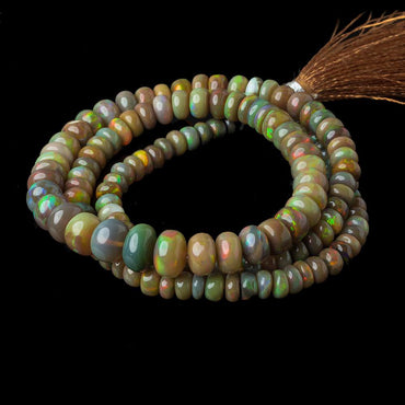 4.5-8.5mm Olive Green Ethiopian Opal Plain Rondelle beads 18 inch 138 pieces (ONLINE ORDER ONLY)