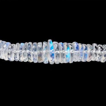 4.5-8.5mm Rainbow Moonstone Faceted Heishi Beads 12 inch 180 pieces AAA (ONLINE ORDER ONLY)