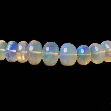 4.5-8.5mm White Ethiopian Opal Plain Rondelle beads 18 inch 130 pieces (ONLINE ORDER ONLY)
