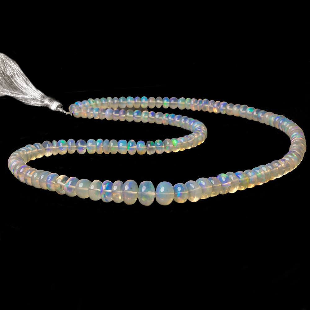 4.5-8.5mm White Ethiopian Opal Plain Rondelle beads 18 inch 130 pieces (ONLINE ORDER ONLY)