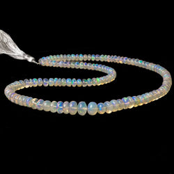 4.5-8.5mm White Ethiopian Opal Plain Rondelle beads 18 inch 130 pieces (ONLINE ORDER ONLY)