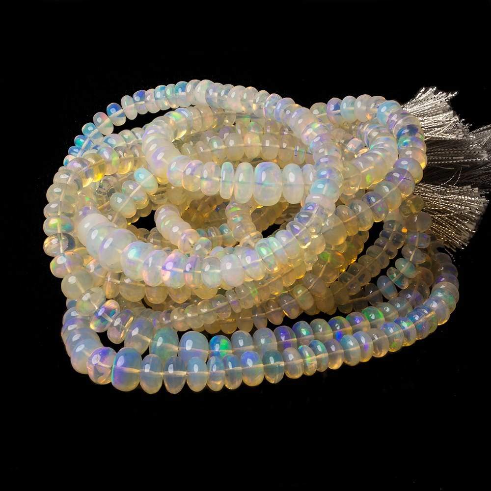 4.5-8.5mm White Ethiopian Opal Plain Rondelle beads 18 inch 130 pieces (ONLINE ORDER ONLY)