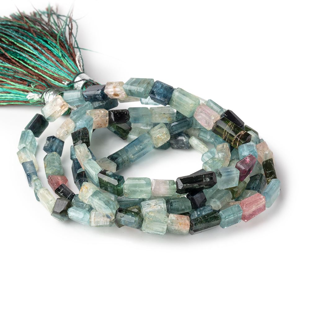 4.5-8mm Indicolite Tourmaline Faceted Rectangles 16 inch 63 Beads (ONLINE ORDER ONLY)