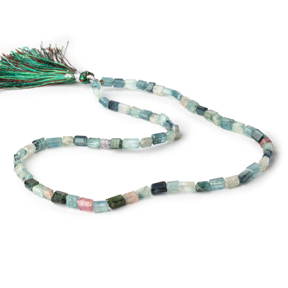 4.5-8mm Indicolite Tourmaline Faceted Rectangles 16 inch 63 Beads (ONLINE ORDER ONLY)