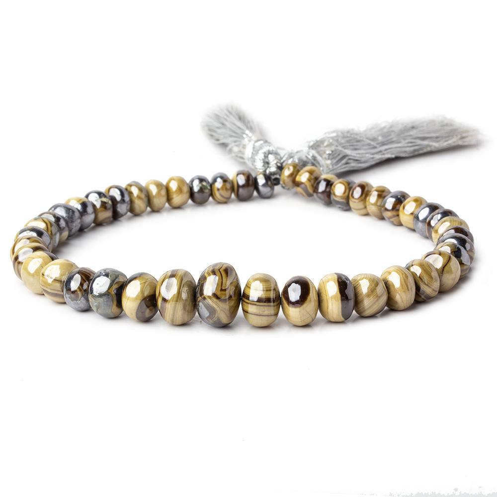 4.5-8mm Schalenblende plain rondelles 8 inch 47 beads AA rare (ONLINE ORDER ONLY)