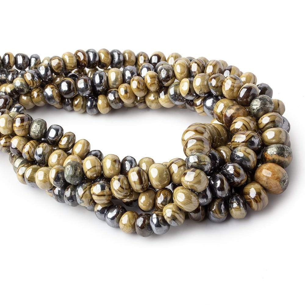 4.5-8mm Schalenblende plain rondelles 8 inch 47 beads AA rare (ONLINE ORDER ONLY)