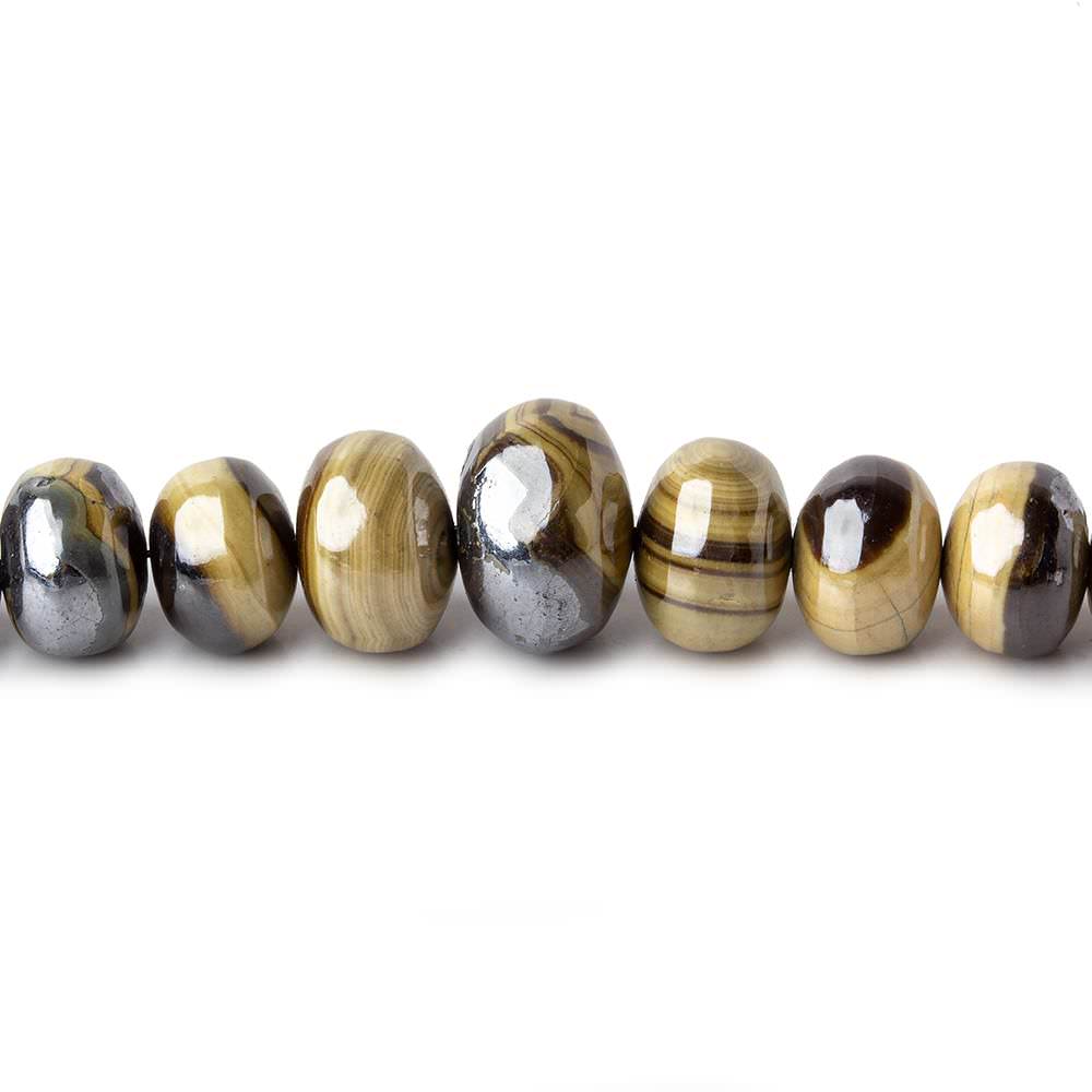 4.5-8mm Schalenblende plain rondelles 8 inch 47 beads AA rare (ONLINE ORDER ONLY)