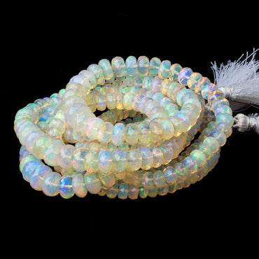4.5 - 9mm Cream Ethiopian Opal Faceted Rondelle Beads 110 pieces AAA Grade (ONLINE ORDER ONLY)