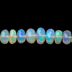 4.5 - 9mm Cream Ethiopian Opal Faceted Rondelle Beads 110 pieces AAA Grade (ONLINE ORDER ONLY)