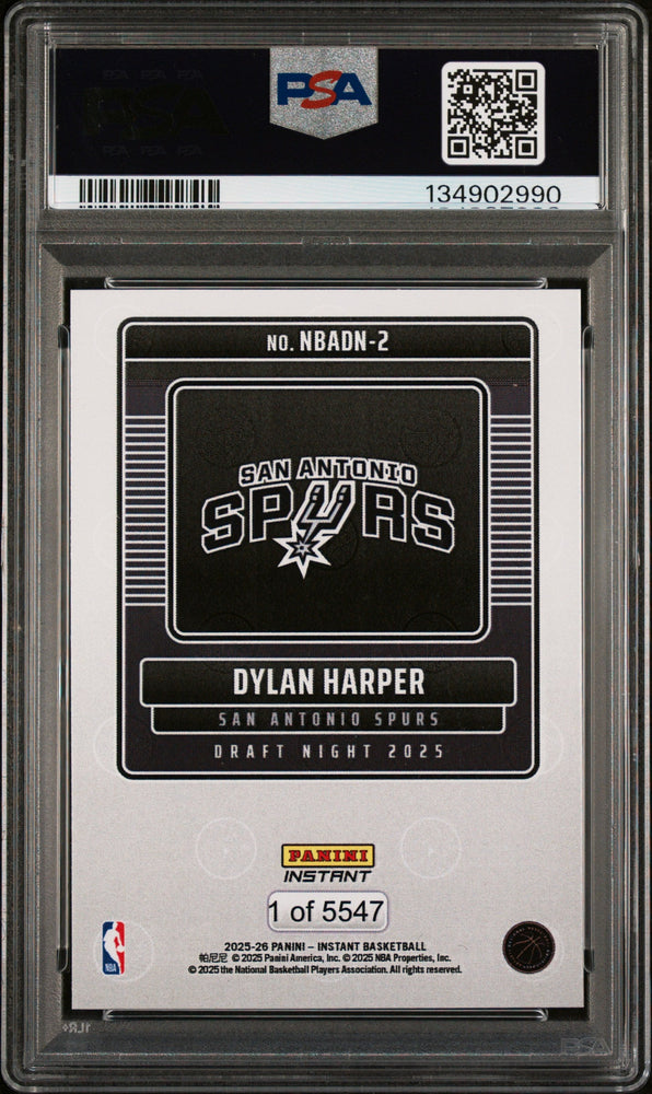 Graded 2025 Panini Instant Dylan Harper #2 Draft Night Rookie RC Basketball Card PSA 8 Near Mint (ONLINE ORDER ONLY)