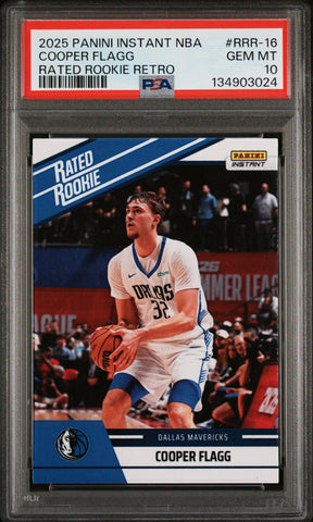 Graded 2025 Panini Instant Cooper Flagg #RRR16 Rated Rookie Retro Rookie RC Basketball Card PSA 10 Gem Mint (ONLINE ORDER ONLY)