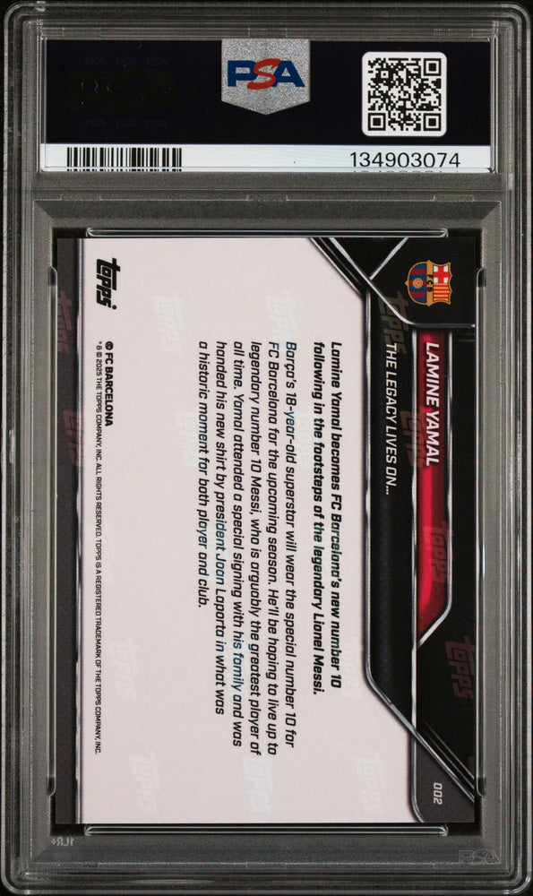 Graded 2025 Topps Now Lamine Yamal #2 FC Barcelona Soccer Card PSA 10 Gem Mint (ONLINE ORDER ONLY)