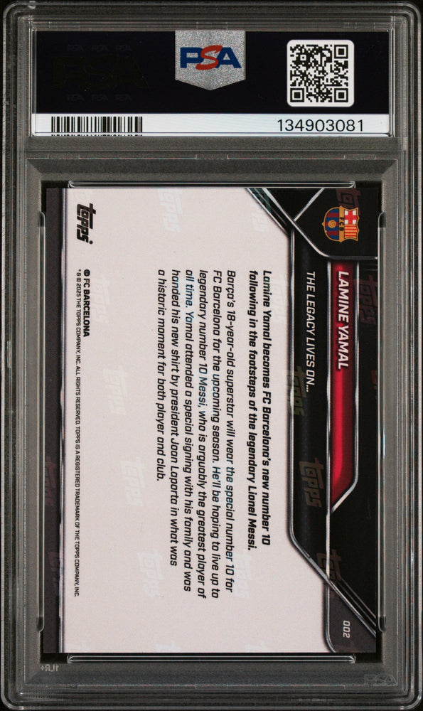 Graded 2025 Topps Now Lamine Yamal #2 FC Barcelona Soccer Card PSA 9 Mint (ONLINE ORDER ONLY)