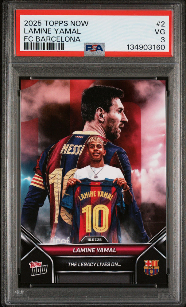 Graded 2025 Topps Now Lamine Yamal #2 FC Barcelona Soccer Card PSA 3 Very Good (ONLINE ORDER ONLY)