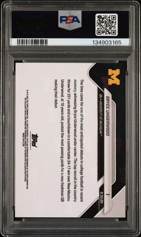 Graded 2025 Topps Bowman U Now Bryce Underwood #1 Orange Foil /25 Rookie RC Football Card PSA 10 Gem Mint (ONLINE ORDER ONLY)