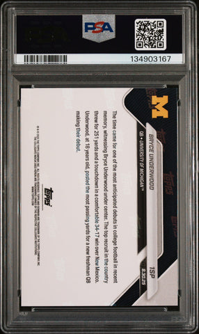 Graded 2025 Topps Bowman U Now Bryce Underwood #1SP Rookie RC Football Card PSA 9 Mint (ONLINE ORDER ONLY)