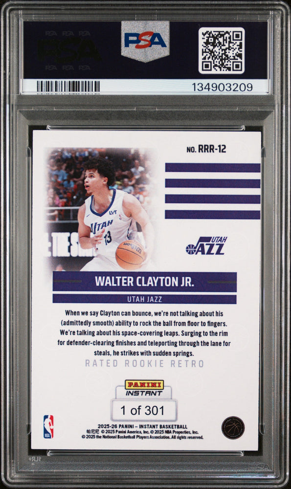Graded 2025 Panini Instant Walter Clayton Jr. #RRR12 Rated Rookie Retro Rookie RC Basketball Card PSA 9 Mint (ONLINE ORDER ONLY)