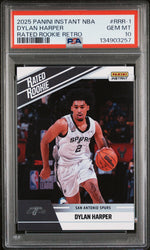 Graded 2025 Panini Instant Dylan Harper #RRR1 Rated Rookie Retro Rookie RC Basketball Card PSA 10 Gem Mint (ONLINE ORDER ONLY)