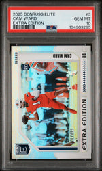 Graded 2025 Panini Donruss Elite Cam Ward #3 Extra Edition /799 Rookie RC Football Card PSA 10 Gem Mint (ONLINE ORDER ONLY)