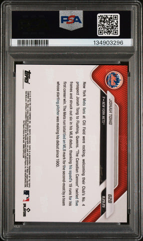 Graded 2025 Topps Now Jonah Tong #628 Rookie RC Baseball Card PSA 10 Gem Mint (ONLINE ORDER ONLY)