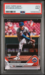 Graded 2025 Topps Now Brandon Sproat #672 Rookie RC Baseball Card PSA 9 Mint (ONLINE ORDER ONLY)