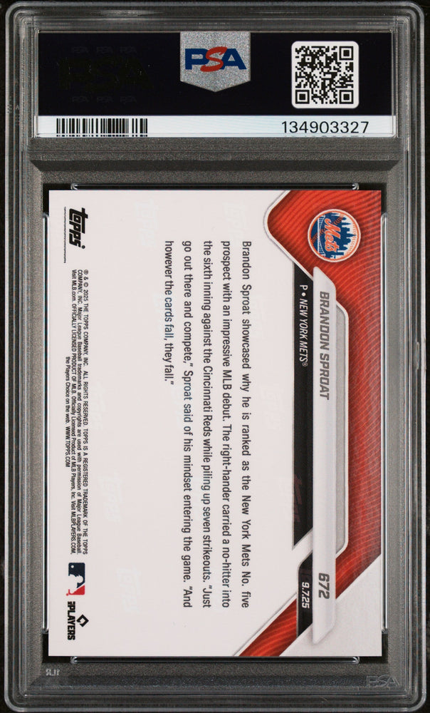 Graded 2025 Topps Now Brandon Sproat #672 Rookie RC Baseball Card PSA 6 Excellent (ONLINE ORDER ONLY)