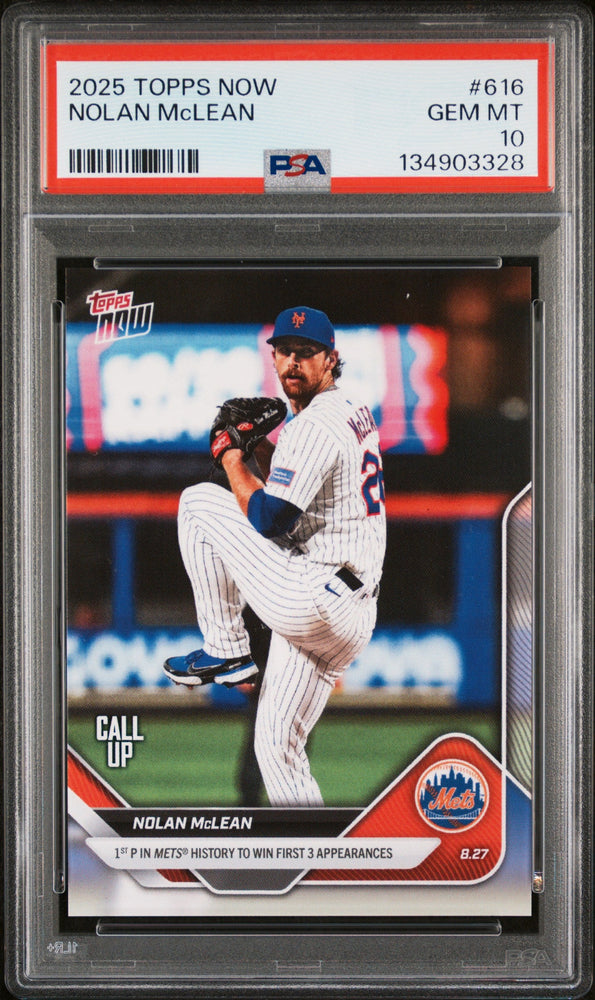 Graded 2025 Topps Now Nolan McLean #616 Rookie RC Baseball Card PSA 10 Gem Mint (ONLINE ORDER ONLY)