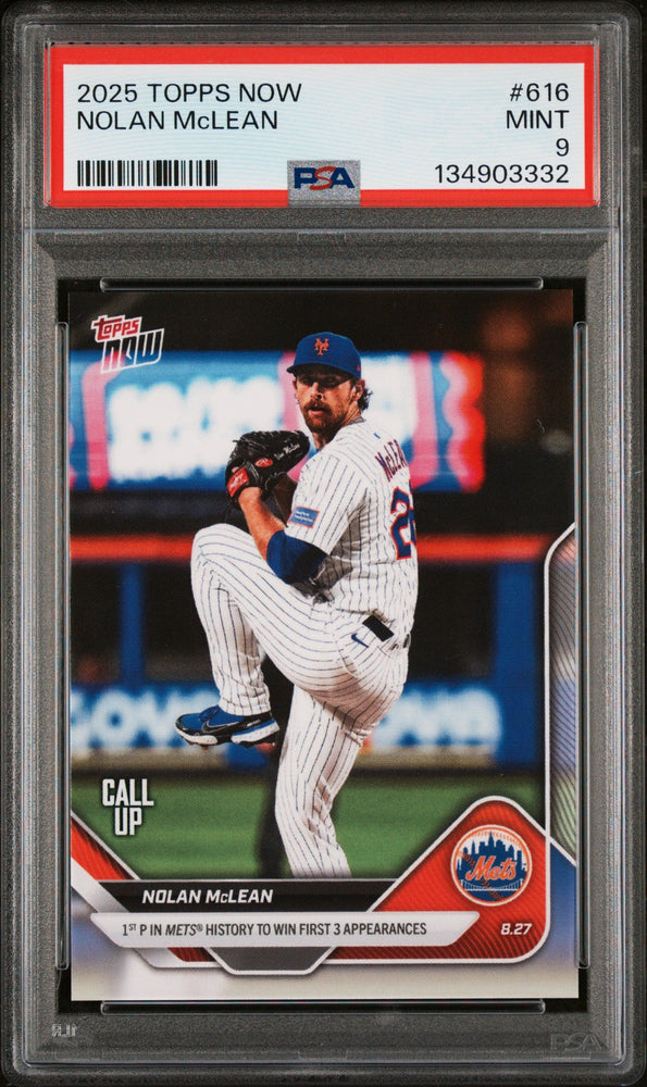 Graded 2025 Topps Now Nolan McLean #616 Rookie RC Baseball Card PSA 9 Mint (ONLINE ORDER ONLY)