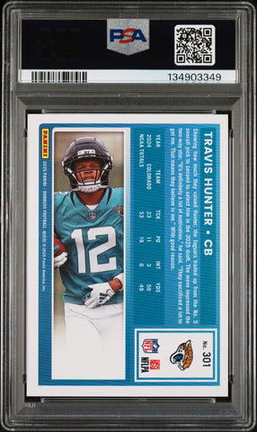 Graded 2025 Panini Donruss Travis Hunter #301 Rookie RC Football Card PSA 9 Mint (ONLINE ORDER ONLY)