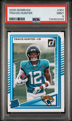 Graded 2025 Panini Donruss Travis Hunter #301 Rookie RC Football Card PSA 9 Mint (ONLINE ORDER ONLY)