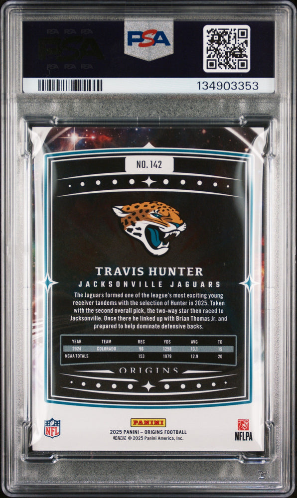 Graded 2025 Panini Origins Travis Hunter #142 Rookie RC Football Card PSA 10 Gem Mint (ONLINE ORDER ONLY)