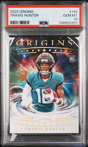 Graded 2025 Panini Origins Travis Hunter #142 Rookie RC Football Card PSA 10 Gem Mint (ONLINE ORDER ONLY)