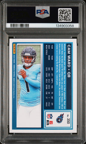 Graded 2025 Panini Donruss Cam Ward #350 Rookie RC Football Card PSA 9 Mint (ONLINE ORDER ONLY)
