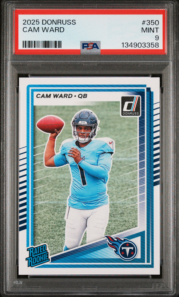 Graded 2025 Panini Donruss Cam Ward #350 Rookie RC Football Card PSA 9 Mint (ONLINE ORDER ONLY)