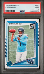 Graded 2025 Panini Donruss Cam Ward #350 Rookie RC Football Card PSA 9 Mint (ONLINE ORDER ONLY)