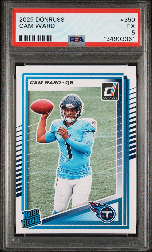 Graded 2025 Panini Donruss Cam Ward #350 Rookie RC Football Card PSA 5 Excellent (ONLINE ORDER ONLY)
