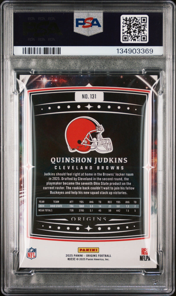 Graded 2025 Panini Origins Quinshon Judkins #131 Rookie RC Football Card PSA 7 Near Mint (ONLINE ORDER ONLY)